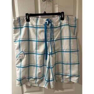 OP Size XL Blue & White Bathing Suit Swim Trunks Men's